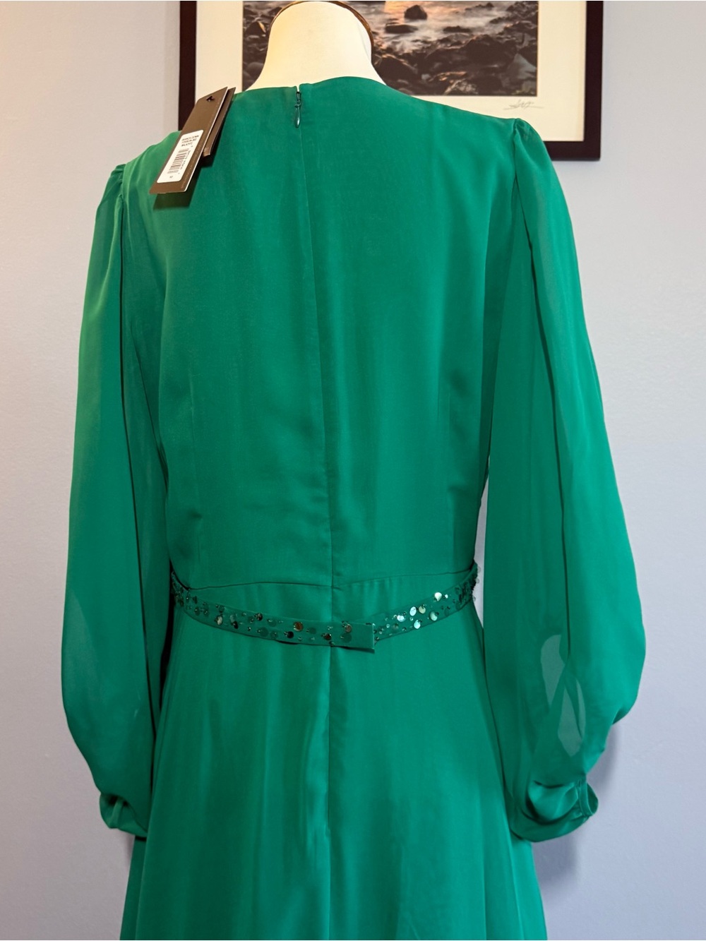 NWT Sachin + Babi Bianca Green Sequin Gown - Picture 7 of 10